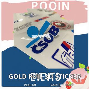 Autocollant de logo en relief doré auto-adhésif, transfert UV, étiquette texturée tridimensionnelle en sérigraphie, imperméable, pour promotions - Product Image 4