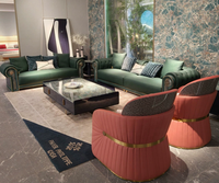 Ensemble de canapés modulaires en cuir de luxe léger italien moderne pour salon, canapé sectionnel avec design à boucle déployable