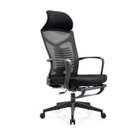 Chaise de bureau ergonomique à dossier haut en tissu bleu, chaise de travail pivotante avec accoudoirs réglables pour le personnel de bureau