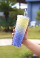USA Offre Spéciale noir mat clouté gobelet diamant en plastique bouteille d'eau tasses personnalisées avec couvercles et pailles