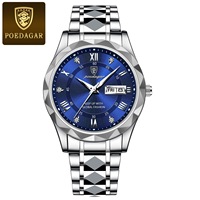 POEDAGAR 615 Montres pour hommes Business Top Marque Montre-bracelet pour homme Étanche Lumineux Date Semaine Quartz Montre pour homme de haute qualité