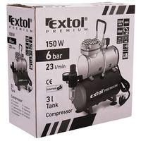 8895300 EXTOL 150W 3L Compresseurs d'aérographe à piston silencieux de qualité supérieure pour pistolet pulvérisateur et autres outils pneumatiques