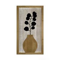 Décoration murale rustique vintage en bois avec vase floral pour salon, chambre et maison