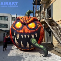 Grande citrouille gonflable démoniaque avec crocs, accessoire gonflable personnalisé de citrouille monstre pour la décoration extérieure d'Halloween