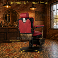 Fauteuil de barbier vintage hydraulique pour hommes, couleur bordeaux, 360° °   Fauteuil de Barbier Pivotant et Inclinable – Vente Directe Usine pour Salons de Coiffure et de Barbier