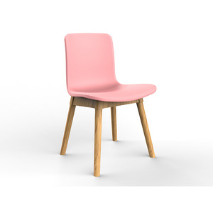 Silla de Comedor de Diseño Moderno, Asiento de Plástico Gris, Patas de Madera, Estilo Nórdico, para Oficina y Hogar - Product Image 2