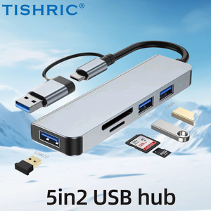 Cổng kết nối đa năng TISHRIC <span class=keywords><strong>USB</strong></span> HUB 8 trong 2, tích hợp cổng <span class=keywords><strong>USB</strong></span> Type-C, đầu đọc thẻ nhớ <span class=keywords><strong>Micro</strong></span> SD, giắc âm thanh 3.5mm, dùng cho laptop và điện thoại. - Product Image 5
