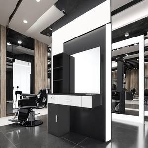 Mueble de Madera Moderno para Salón de Belleza Masculino, Estación de Espejos para Barbería, Exhibidor para Tienda de Peluquería - Product Image 6