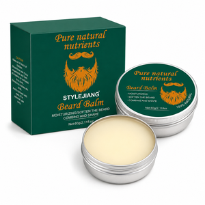 Baume à barbe au beurre de karité naturel, hydratant et adoucissant, avec cire d'abeille, huile de jojoba et huile de coco pour l'entretien de la barbe - Product Image 1