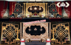 เวทีงานแต่งงานธีมราชวัตตาพร้อมวิหาร  งานแต่งงานแบบดั้งเดิมของอินเดีย  เวทีวิหารงานแต่งงานสุดอลังการ  จัดงานแต่งงานสุดหรูด้วยเวทีไฟเบอร์สีทอง - Product Image 6