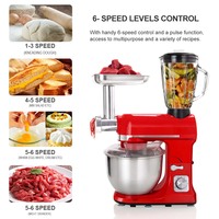 Robot Pâtissier Électrique 120V de Cuisine Domestique avec Bol 5L en SUS304, Hachoir et Tasse à Jus