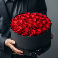Boîte ronde en velours pour fleurs séchées, boîtes cadeaux florales en papier pour la Saint-Valentin, emballage rond en papier pour fleurs, boîte d'expédition