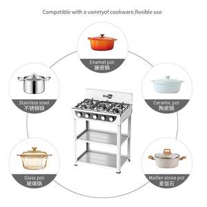 Réchaud à gaz <span class=keywords><strong>en</strong></span> acier inoxydable à 4 brûleurs avec étagères et plaques de cuisson, facile à nettoyer, pour table de <span class=keywords><strong>cuisine</strong></span> et camping <span class=keywords><strong>en</strong></span> extérieur - Product Image 5