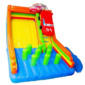 Château gonflable commercial extérieur en PVC écologique avec toboggan et mur d'escalade, thème <span class=keywords><strong>voiture</strong></span> de dessin animé, 5m*8m, pour <span class=keywords><strong>location</strong></span> - Product Image 2