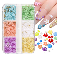 Manik-manik Kuku Perak Emas Mini Putih Resin Bunga Akrilik 3D Hiasan Kuku Laris Manis Grosir untuk Kuku