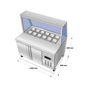 Mesa de Salada de Aço Inoxidável de Alta Qualidade com Rack para Acompanhamentos e Espalhador de Pizza, Armário Refrigerado 220V para Exibição e Armazenamento a Frio - Product Image 4