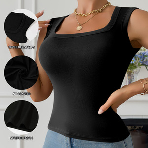 Hot bán không nhăn căng vải phụ nữ vest thích hợp cho mọi dịp cao đàn hồi không tay cơ bản yếm trong Tank <span class=keywords><strong>Tops</strong></span> - Product Image 3