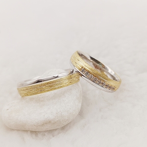 Anillos de Pareja Personalizados de Plata de Ley 925, Acabado Martillado en Dos Tonos, Estilo Occidental, para Hombre y Mujer, Anillo de Boda o Aniversario - Product Image 5