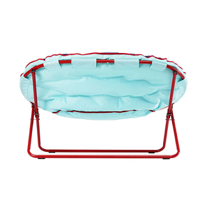 Cozy Indoor Padded <strong>White</strong> Double Seat Half Back Folded <strong>Rocking</strong> Moon <strong>Chair</strong> - Product Image 4