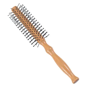 Vente en gros Petite brosse à cheveux ronde en bois Mini brosse à rouleau pour le soin et le coiffage des cheveux