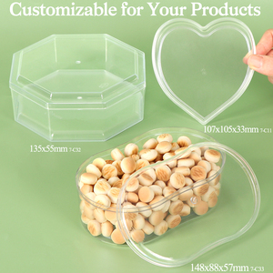 YUZMEI Contenant Rond en Plastique pour Desserts et Bonbons, Boîte Alimentaire Carrée en Acrylique Transparent, Vitrine <span class=keywords><strong>de</strong></span> Collection, Boîte à Bijoux Transparente - Product Image 2