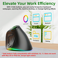 2.4G Dual Mode Ergonomische Verticale Draadloze Muis 4000 CPI 9 Knoppen RGB Verlicht Oplaadbare Draadloze Stille Muis voor Desktop