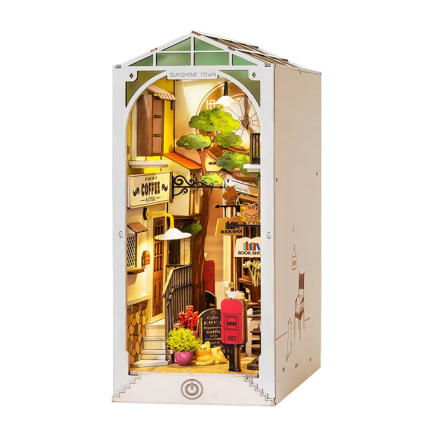 Robot ime Rolife Assem ble Toys 3D Holz puzzle TGB02 Sunshine Town Book Nook DIY Miniatur-Puppenhaus
