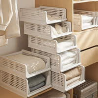 Boîte de rangement pour vêtements, type tiroir, en plastique moulé par injection, organisateur de garde-robe, multi-niveaux, pliable, organisateur de vêtements extractible