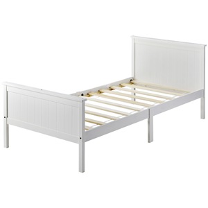 Modern Minimalist <b>Wooden</b> <b>Bed</b> Frame Pine Double <b>Bed</b> Storage Headboard <b>White</b> Finish - Product Image 5