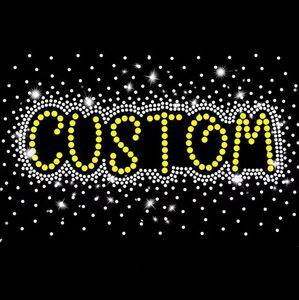 Logotipo personalizado Hotfix Strass Plantilla Patrón <span class=keywords><strong>Rhinestone</strong></span> Transferencia de calor diseñada para camisas y vestidos con diamantes de imitación personalizados - Product Image 1