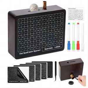 Hucha con mostrador Hucha con objetivos de ahorro, hucha de madera maciza reutilizable - Product Image 1