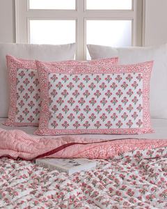 Pink Cherry Blossom Cotton <b>Quilt</b> Block Print Jaipuri Razai Reversible Striped <b>Bedding</b> Twin Queen King - Product Image 3