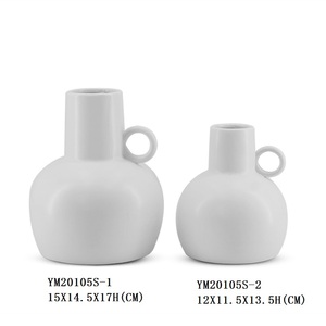 Cilindro <span class=keywords><strong>chino</strong></span> pequeño jarrón de diseño rústico blanco porcelana decoración del hogar - Product Image 2
