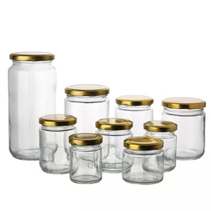 Groothandel Lege Ronde Vorm 100Ml 200Ml 250Ml 300Ml Glazen Pudding Fles Jampot Met Deksel