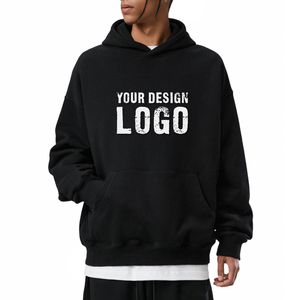 High Quality Drop Shoulder Heavyweight Oversized Mens <b>Hoodie</b> Street Casual Plus Fleece Solid Color Plus Size Men's Hoodies - Product Image 4