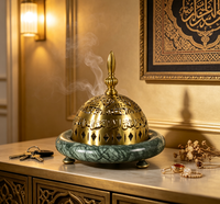Brûleur d'encens Bakhoor en marbre vert naturel, Mabkhara, pour table, Ramadan, Aïd, décoration de maison arabe, cadeau de festival