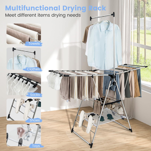 New Arrival Modern Stainless Steel Foldable Three-Layer Bathroom Coat Baby <b>Laundry</b> Racks for Drying Clothes Cloth Hanger Rack - Product Image 4