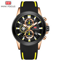 MINI FOCUS 0287 Jam Tangan Silikon Kuarsa Pria, Arloji Mewah Merek Kasual Olahraga Tanggal Tahan Air dengan Fitur Chronograph untuk Pria