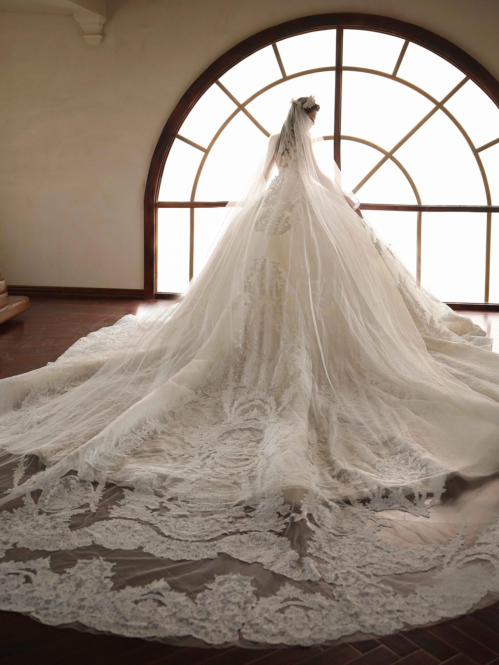 bohemian lace dress with sleeves Boho Lace Mermaid Wedding Dresses with Long Sleeves, V-Neck & Open Back main image 1