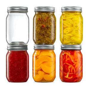 Wholesale food storage jam sauce honey canning jars container wide mouth mason jars 8 oz 16 oz with metal lids