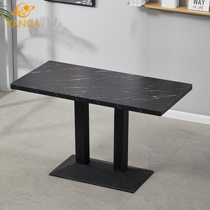 Uso comercial Mármol Restaurante Mesa de café Cuadrado Mármol <span class=keywords><strong>italiano</strong></span> Superior Base de metal Mesa de comedor para restaurante - Product Image 4
