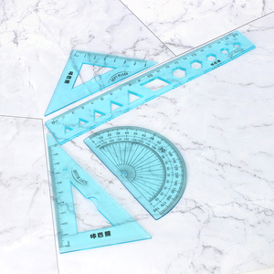 Fournitures scolaires écologiques : Ensemble de géométrie 4 pièces en PVC transparent – Règle droite 15 cm, Règle triangulaire 20 cm, Rapporteur - Product Image 4