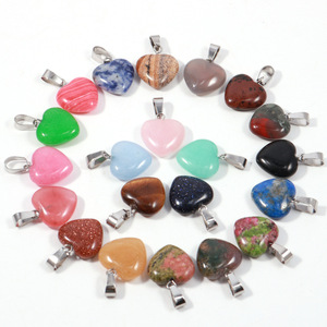 Collier pendentif cœur pêche 16 * 6 mm, pendentif cœur en agate rose, cadeau pour couples, Saint-Valentin, vente en gros - Product Image 4