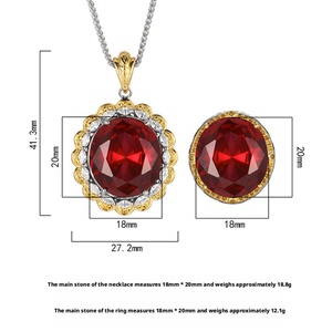 High Quality Eco-friendly Copper Zircon Jewelry Set for Women 18*20mm Red Cubic Zirconia Premium Pendant <b>Earrings</b> Set - Product Image 3
