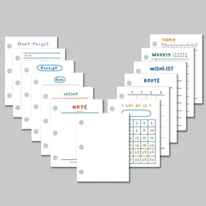 Papiers de remplissage pour Mini carnet de notes 60 feuilles/ensemble plastique transparent 3 anneaux