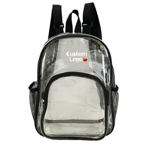 Mochilas escolares transparentes impresas personalizadas, mochila para adolescentes y niños, mochila impermeable de Pvc para ordenador portátil con bolsillos