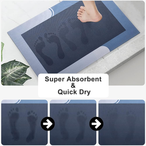 Bán Buôn Thân Thiện Với Môi 0.9Cm Dày Nhanh Chóng Khô Không-Trượt Mềm Diatomaceous Trái Đất Tắm <span class=keywords><strong>Mat</strong></span> Tối Giản In Nhà Máy Mô Hình Phòng Tắm - Product Image 3