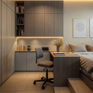 Eco-Friendly Wood Modular Wardrobe Storage Tatami Bed <b>Desk</b> <b>Bookshelf</b> for Home Apartment Wooden Beds Frame Bedroom Sets Wood Bed - Product Image 1