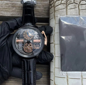 Reloj "Godfather" - Caja de Acero, Correa de Cuero Genuino, Movimiento Mecánico, Reloj de Cuerda Automática, Modelo para Hombre - Product Image 3