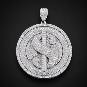 Pendentif en argent tendance Hip Hop avec moissanite et perle d'eau douce sertie griffe, bijou de mode glacé, breloque de luxe de créateur - Product Image 4